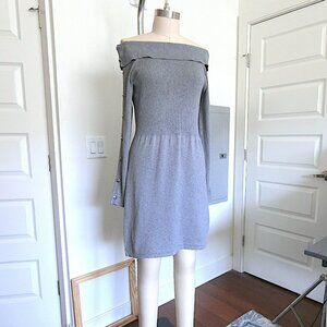 Gray Off-Shoulder Sweater Dress